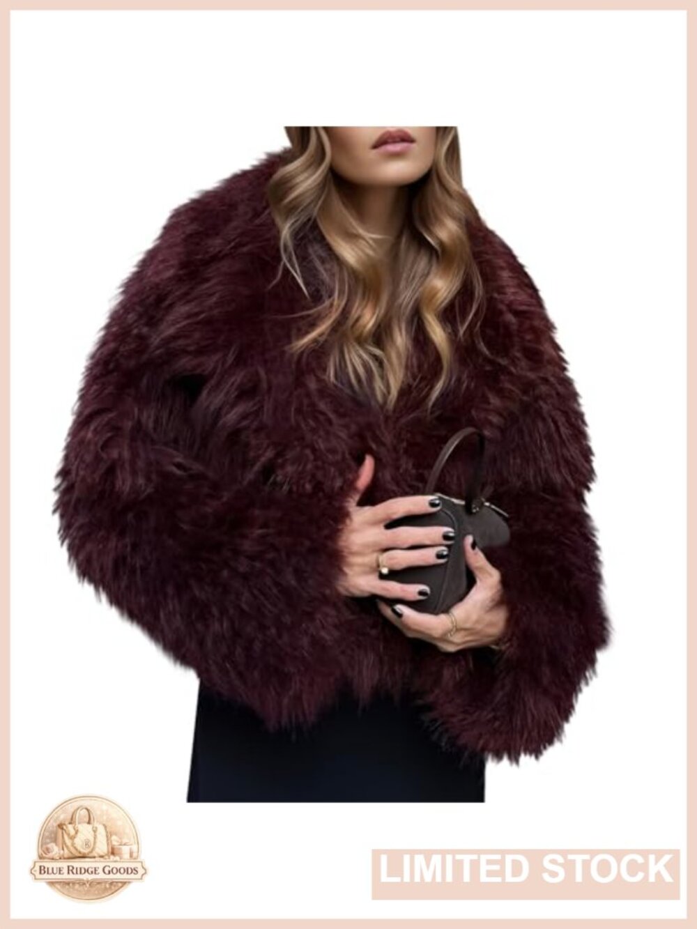 Womens Faux Fur Coat Lapel Cropped Fluffy Fur Jacket Long Sleeve